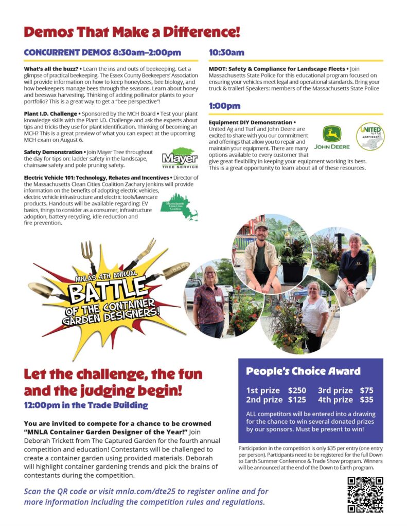Massachusetts nursery and landscape association down to earth summer conference attendee flyer