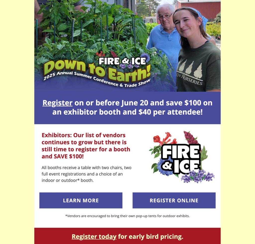 Massachusetts nursery and landscape association down to earth summer conference event eblast