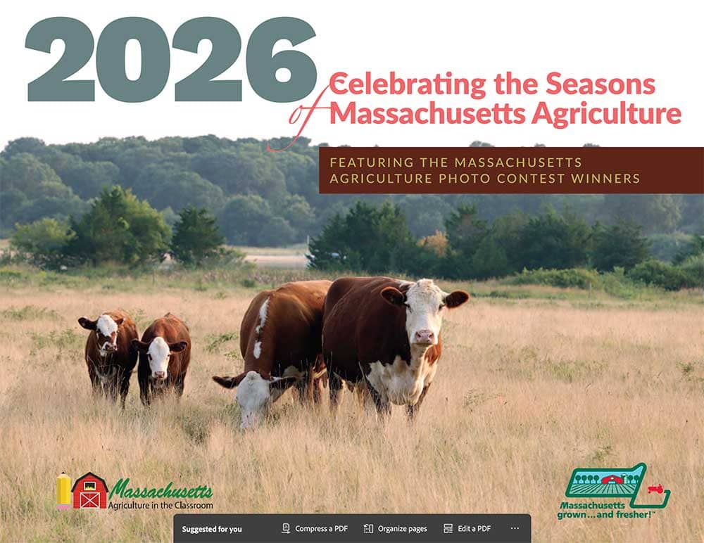 2026 calendar for the Massachusetts Department of Agricultural Resources